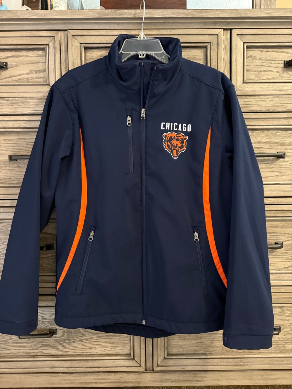 Chicago Bears G-III NFL Softshell Full Zip Jacket Navy Orange Men's Size M